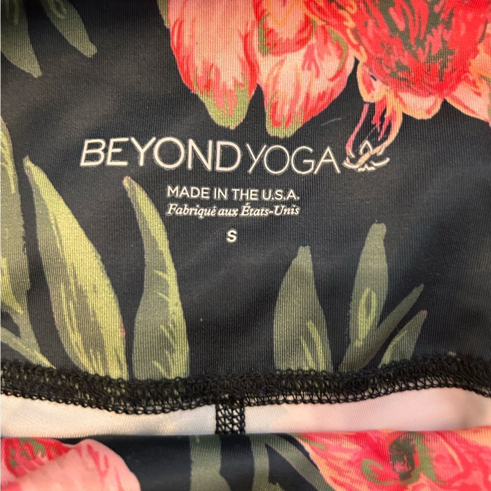 BEYOND YOGA Lux Floral High-Rise Full-Length Leggings Black Pink Size Small - Picture 7 of 8
